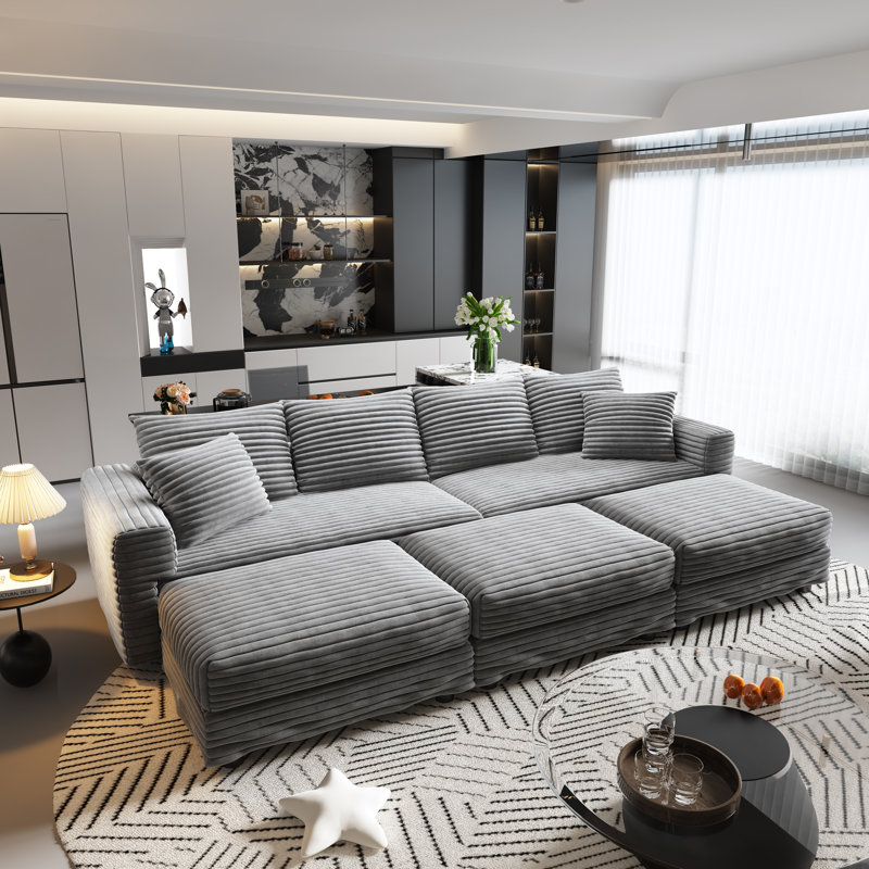 Canapé modulaire moderne Planara avec velours côtelé moelleux et éponge haute densité