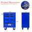 4, coffre à outils multifonctionnel, boîte en métal, glissières à roulement, serrure à clé, armoire à 4 coffres en acier 20 po, finition noire et bleue, tiroir 4 roues universelles 2 verrouillables, poignée à tirer pour plus de commodité-290473359