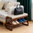 Solid Wood Entryway Bench With Cushion And 2-Tier Shoe Storage, Sturdy Shoe Organizer For Hallway, Living Room, And Foyer