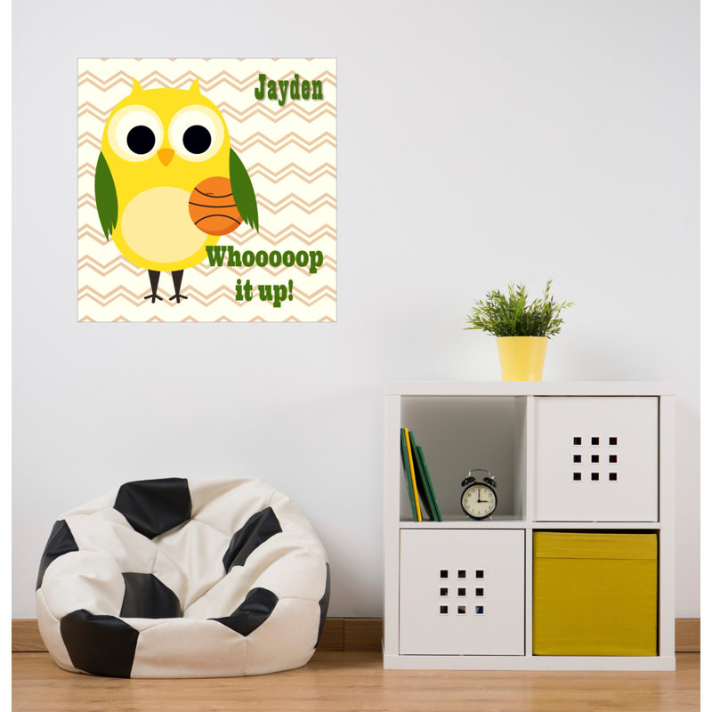 Décalcomanie murale personnalisée football hibou, H 24 po x l 24 po, Oui