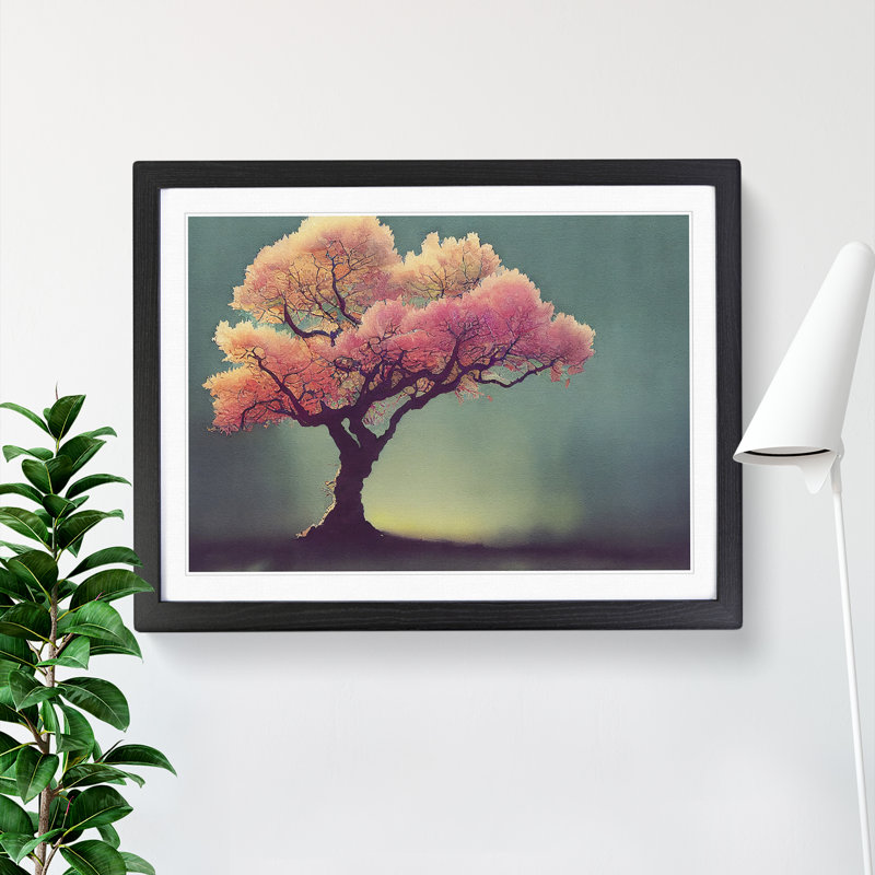 Animated Blossom Tree - Single Picture Frame Print, Black Framed, 25cm H x 34cm W x 2cm D