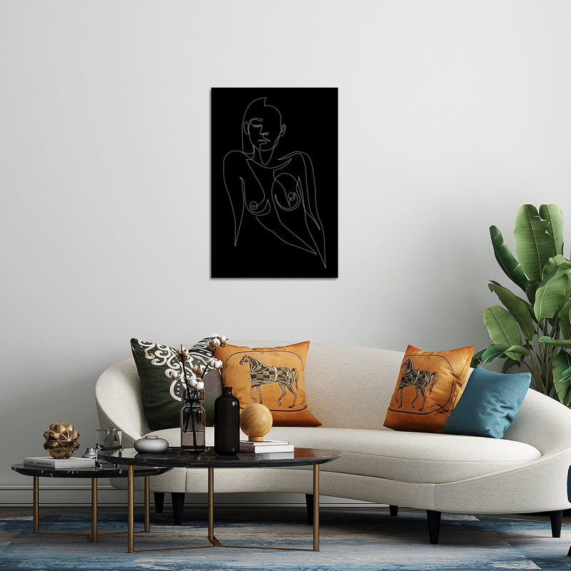 «Nude Black - One Line» par Addillum - impression sans cadre, H 24 po x l 16 po x P 0,25 po