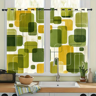 Rideaux occultants géométriques abstraits avec œillets 2 pièces, rideaux en polyester de style moderne Mid-Century, obscurcissant et décoratif, améliorant l'intimité pour le salon de la chambre à coucher