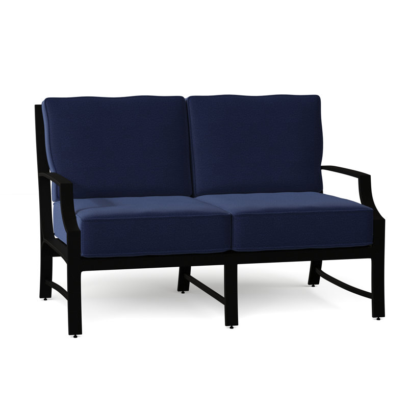 Seal Cove Outdoor 2 - Seat Loveseat, Textured Black, Chartres Malt Sunbrella®
