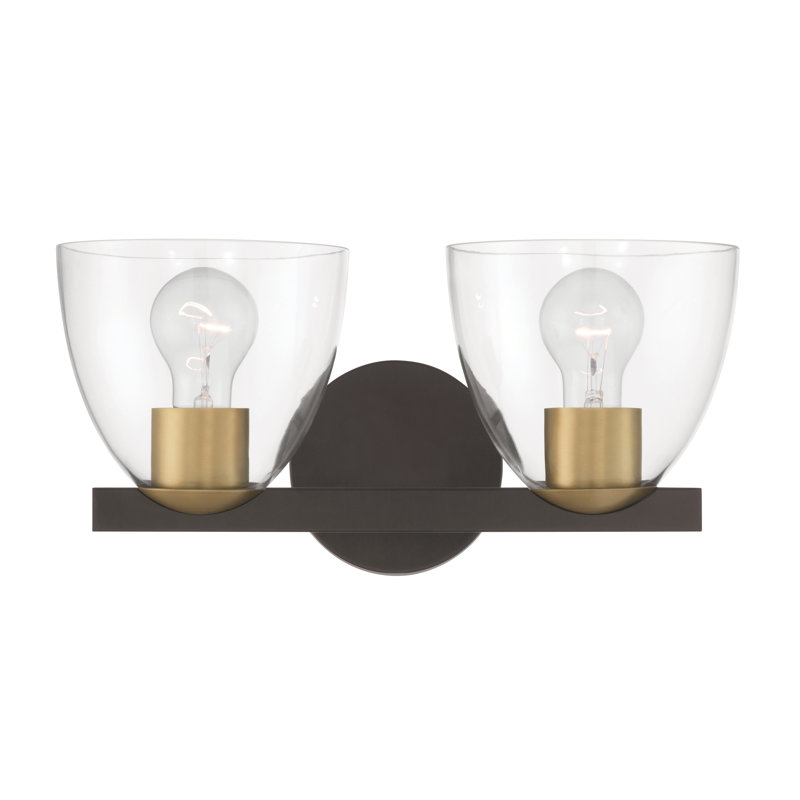 Meuble-lavabo 2 lumières 15,25 po Noellea, H 7,5 po x l 15,25 po x P 7,75 po, Bronze / Laiton, Deux lumières