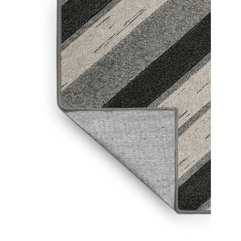 Tapis lavable rayé gris clair, Rond 3 pi