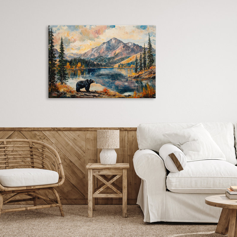 Mountain Bear Viewpoint Canvas, design by Petal Prints Design, 20" H x 30" W