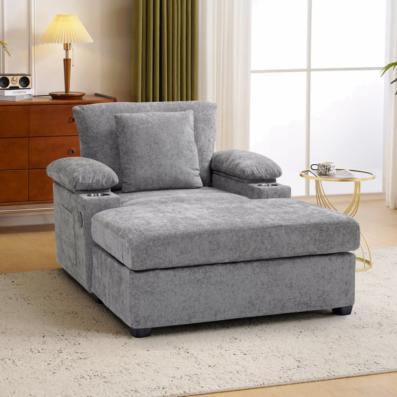 Fauteuil ergonomique surdimensionné avec repose-pieds, Gris