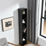 8-Tier Media Tower Rack, Cd Dvd Slim Storage Cabinet With Adjustable Shelves, Tall Narrow Bookcase, Display Bookshelf