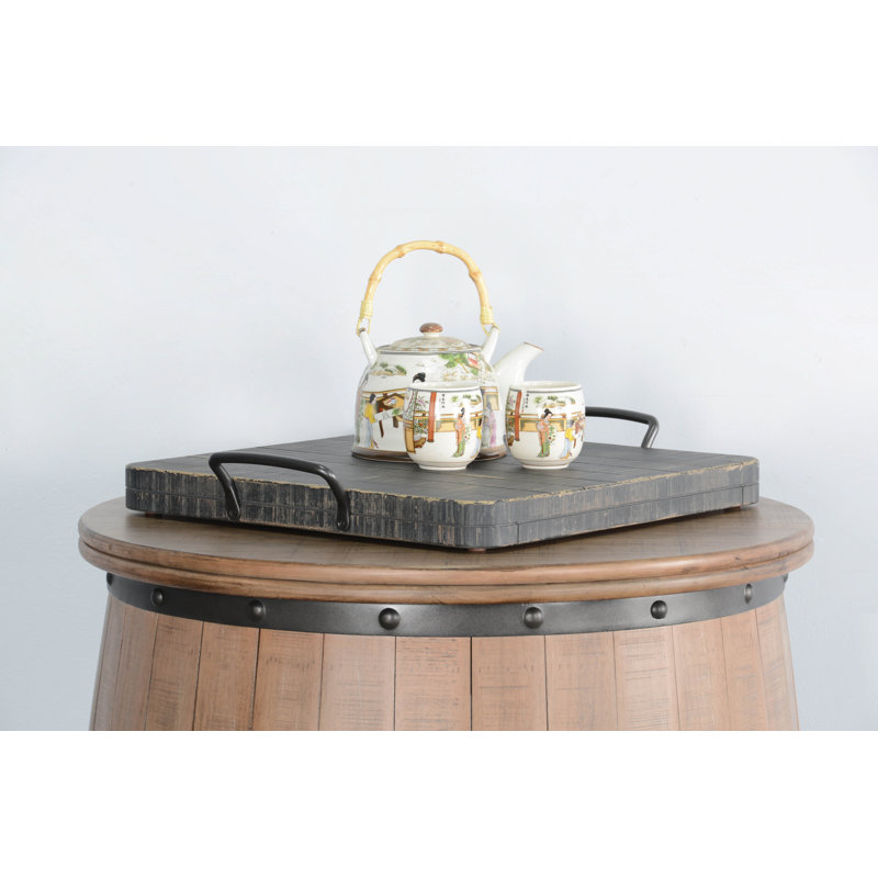 Plateau en bois massif Chans, Noir