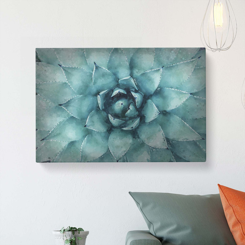 Centre of a Green Succulent Plant - Wrapped Canvas Graphic Art Print, 50cm H x 76cm W x 3cm D
