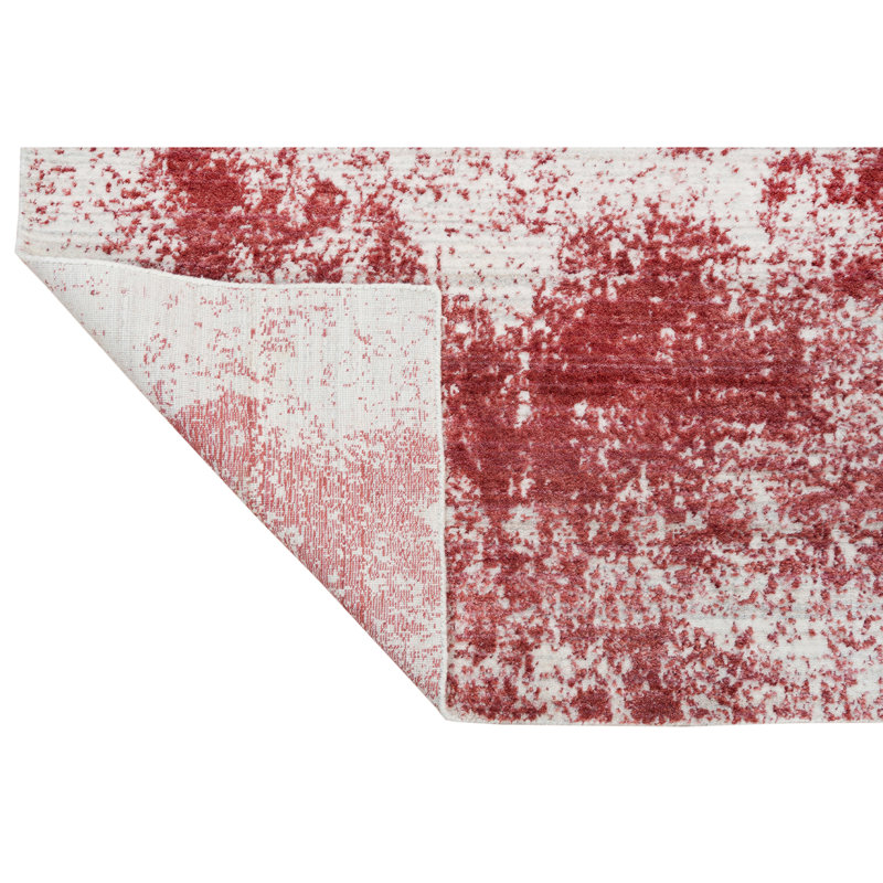 Tapis rectangulaire rouge / blanc en laine / soie noué à la main, Rectangle 8 pi x 10 pi