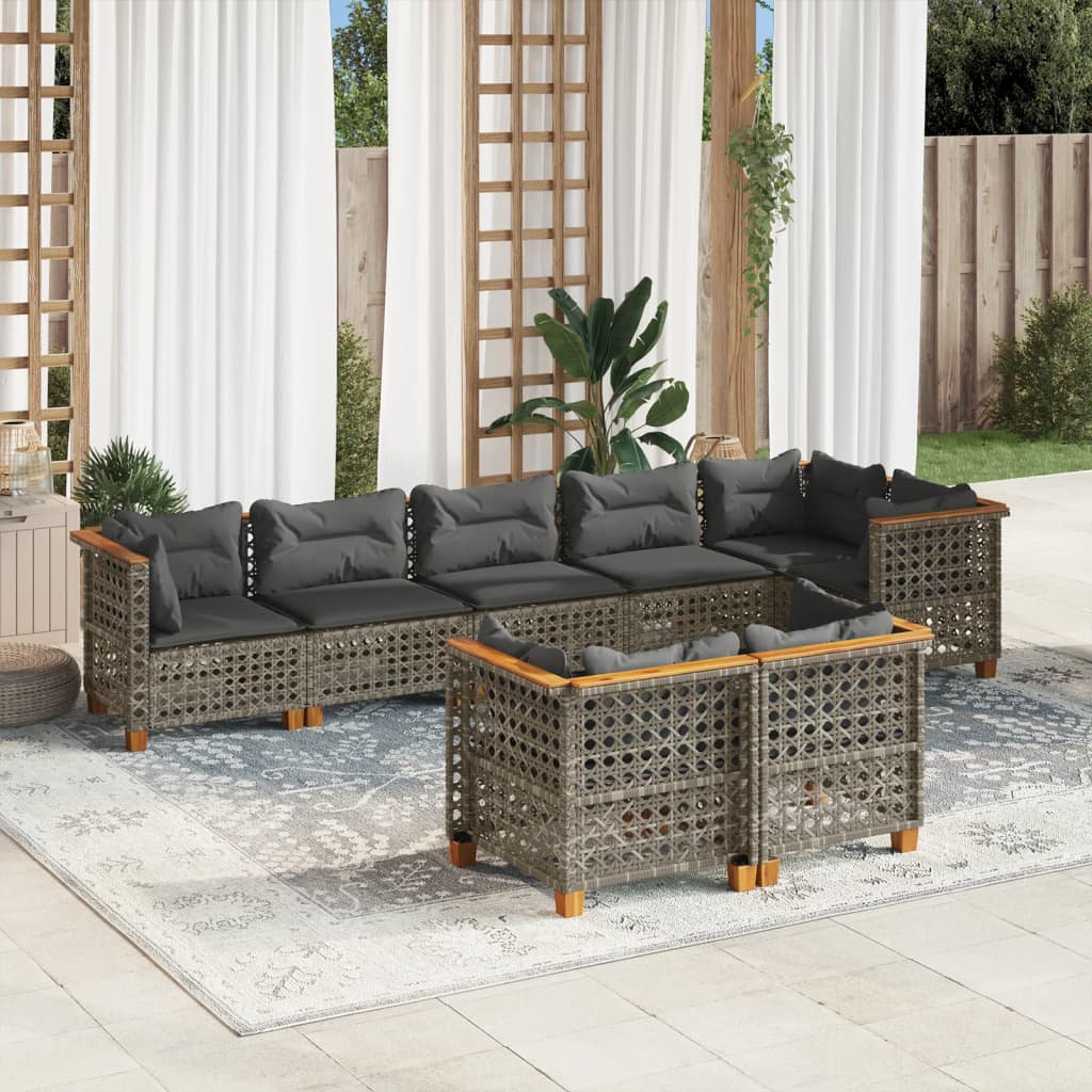 7-Sitzer Lounge-Set Bernistine aus Polyrattan mit Kissen