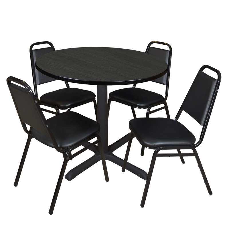 Table de salle à manger Regain Cain, Gris cendre / noir, H 29 po x L 42 po x P 42 po