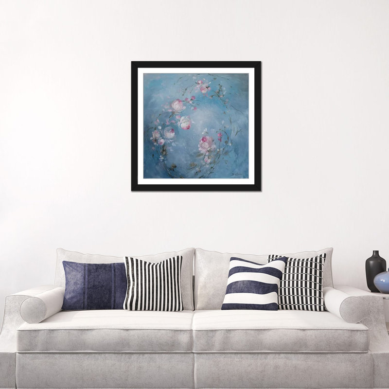 Moonlight rose, reproduction d’art sur toile tendue, Papier d'art encadré noir, Blanc, H 24 po x l 24 po x P 1 po