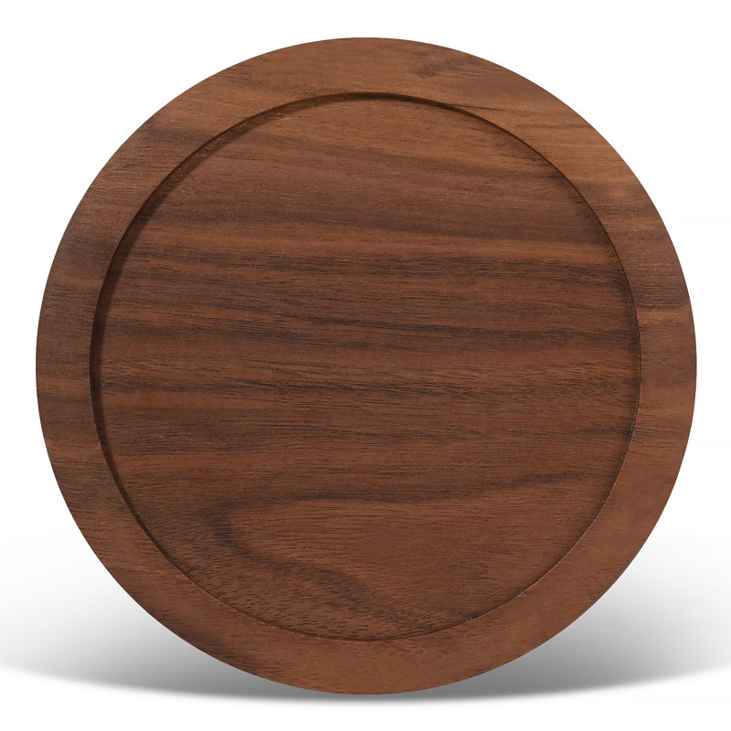 Walnut 4-3/4" Hardwood Coaster Set with Holder