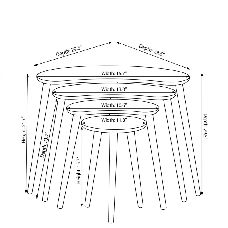 Tables gigognes Everly, Oak