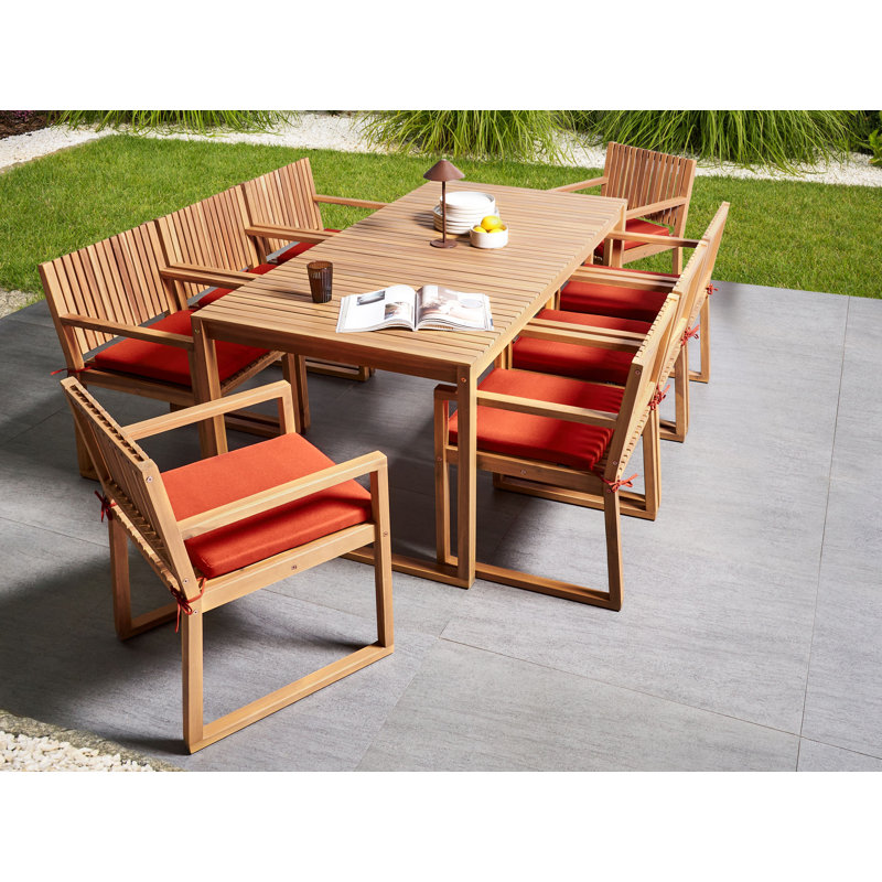 Sassari Premium Rectangular 17 - Piece 8 - Person Outdoor Table Set, Red