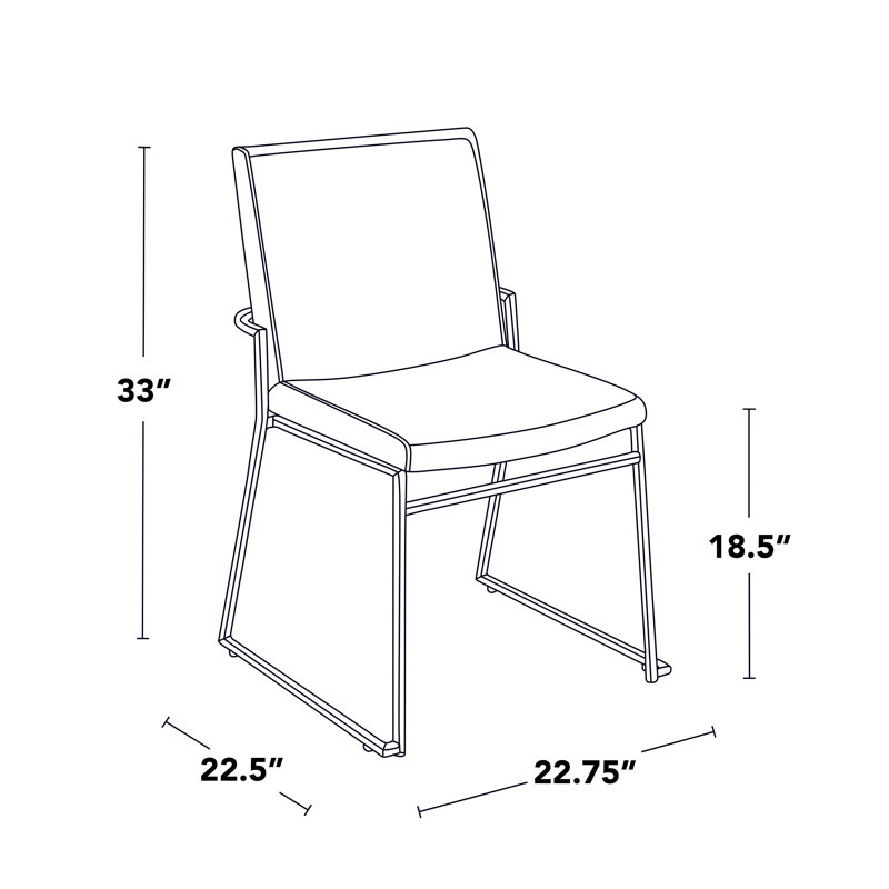 Gradin Stackable Side Chairs, Black, Velvet Cream