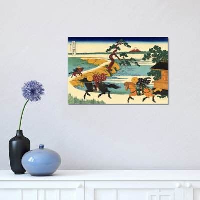 Barrier Town On The Sumida River (Sumidagawa Sekiya No Sato) by Katsushika Hokusai - Wrapped Canvas Painting