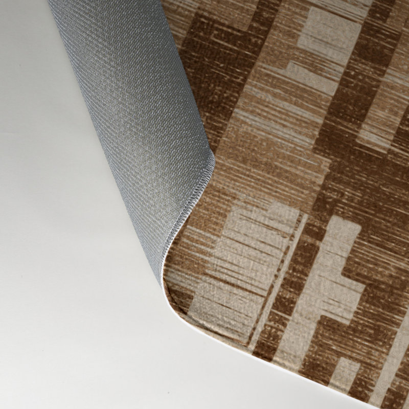 Tapis brun abstrait intérieur et extérieur, Rectangle 9 pi x 12 pi