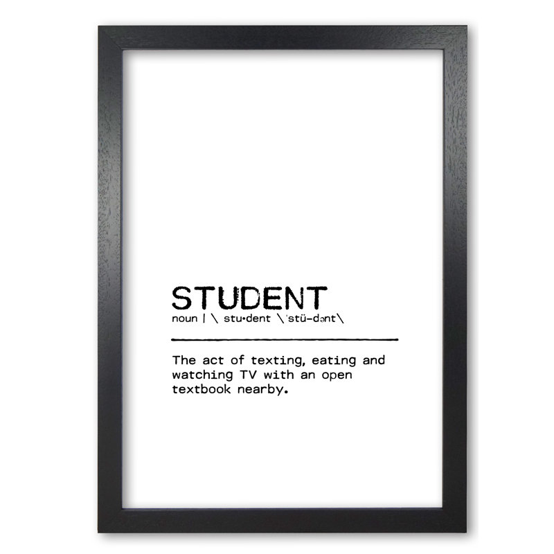 Student Art Of - Print, 30 cm H x 21 cm W x 5 cm D, Black Grain Frame