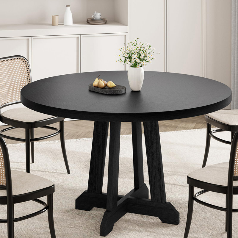 Round Dining Table for 4~6 People, 47 Inch Round Dining Table, Wooden Kitchen Table with Sturty Legs, Dining Room Table for Dining Room, Kitchen