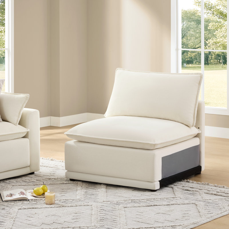 Cloud Oversized Armless Chair, Cream