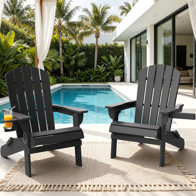  Chaise Adirondack pliante pour l'extérieur, Noir