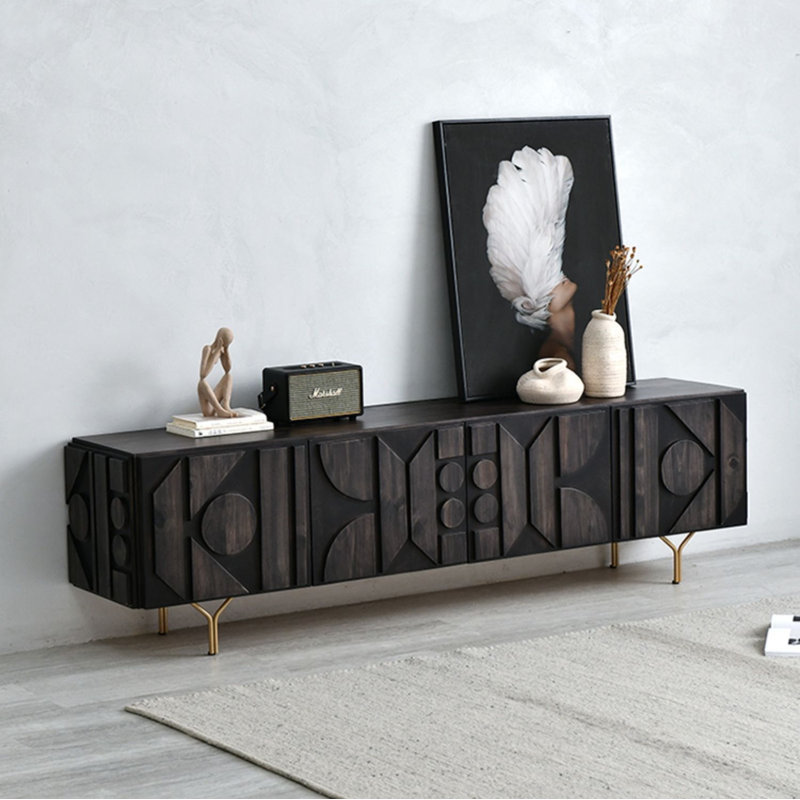 Crédence de rangement moderne en bois massif avec meuble télé 70,8 po