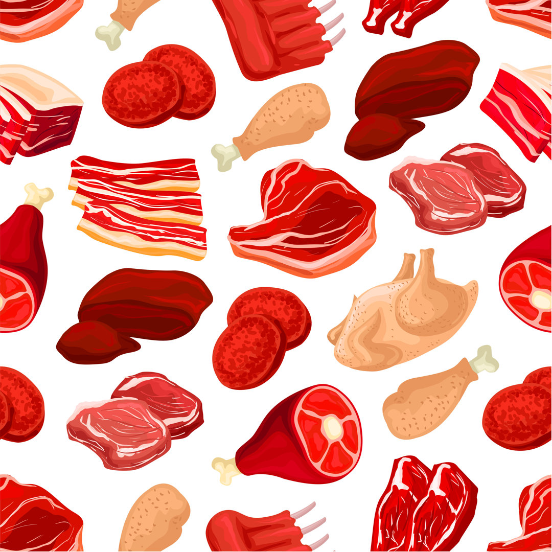 Pork And Beef Meat by Seamartini - Wrapped Canvas Print
