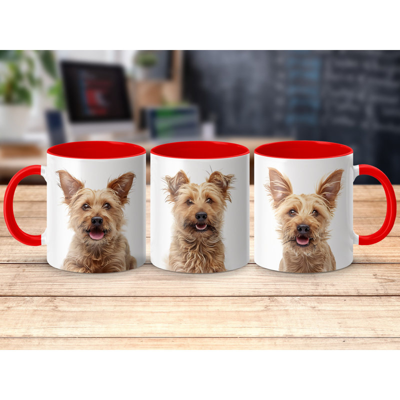 11oz Watercolour Norwich Terrier Design Coffee Mug, Red, 2
