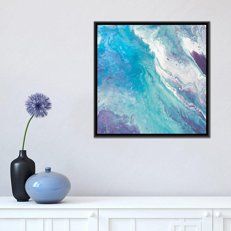 «Water from Above II», reproduction sur toile, H 18 po x l 18 po x P 1,5 po, Toile avec cadre noir, Pas de tapis