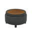 Repose-pieds rond avec rangement de 25 pouces avec plateau, table basse ronde en tissu capitonné moderne avec rangement, repose-pieds rembourré avec plateau amovible pour le salon, la chambre à coucher-1310840638