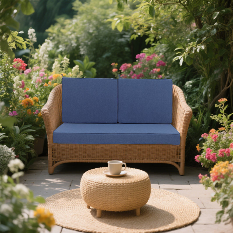 Outdoor Loveseat Cushion Set, 48X24X4.5 Inch Deep Seat Cushions For Patio Furniture, Waterproof Replacement Patio Chair Cushions