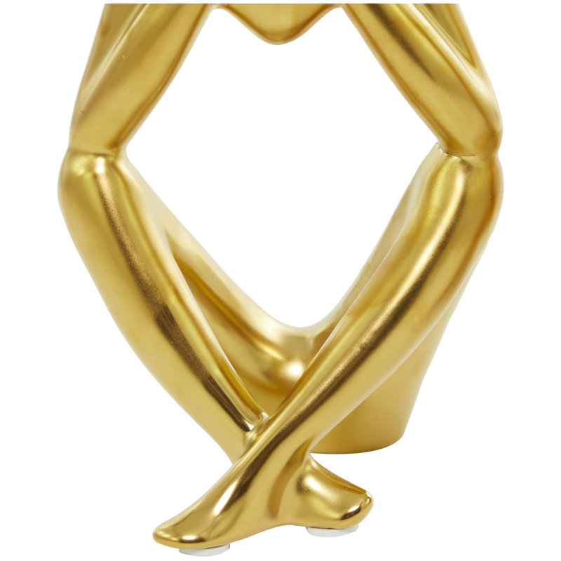 3 Piece Contemporary People Sculpture Set, Gold