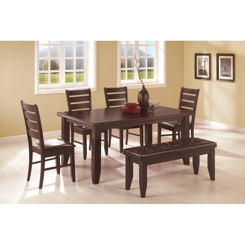 Leib 6 - Person Solid Wood Top Four Leg Base Dining Set
