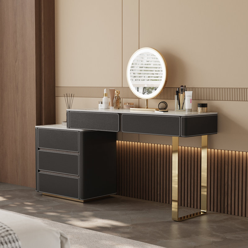 Coiffeuse pour le maquillage, Noir et or
