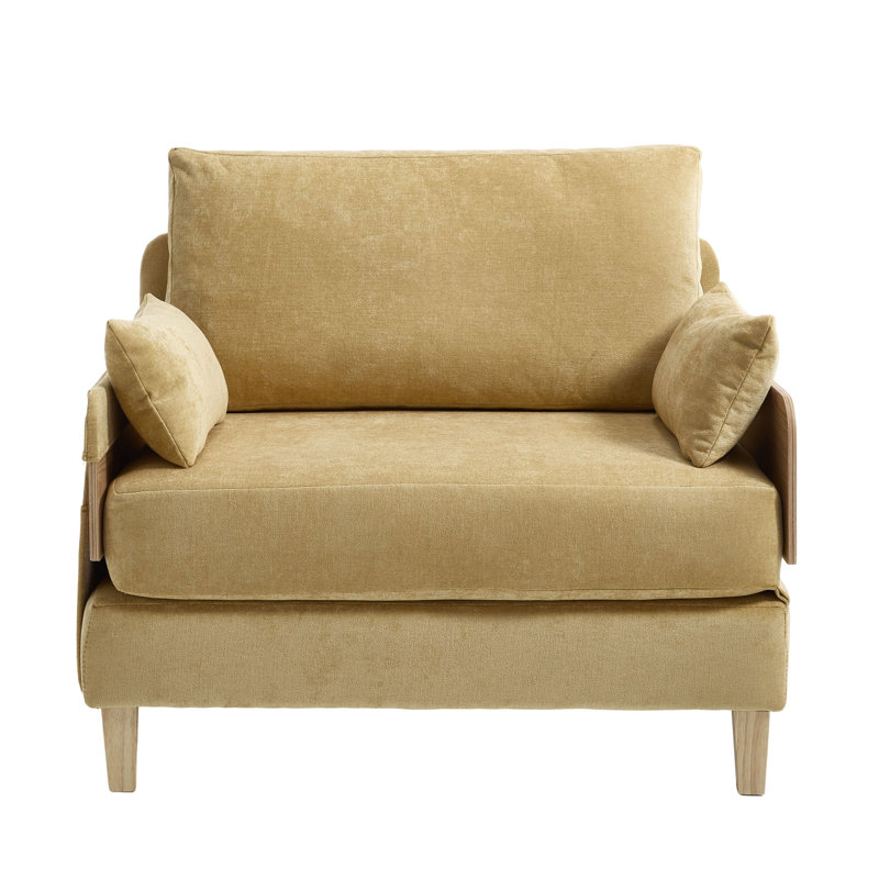 Fauteuil inclinable pliable pour canapé-lit, Jaune moutarde