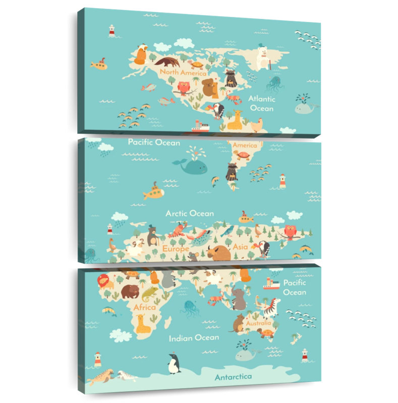 Carte du Continent des animaux Aliaz, H 50 po x l 32 po