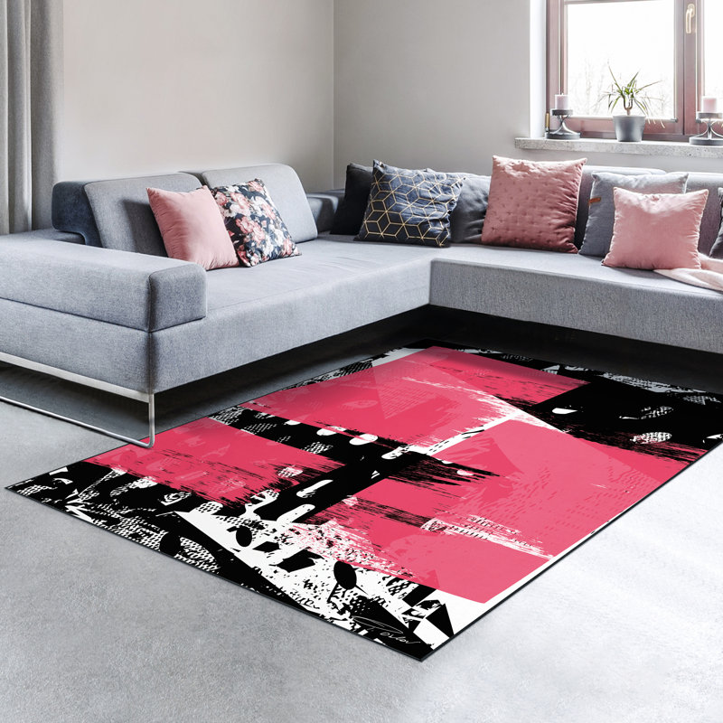 Glitch n II Washable Abstract Area Rug, Power-loomed, Heavenly Softness with Non-Slipping Backing