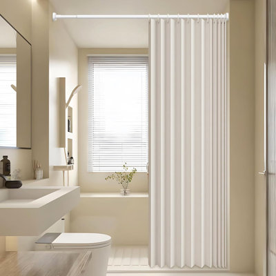 Adjustable Non-Slip Spring Tension Shower Curtain Rod, Stainless Steel No Drilling Bathroom Rod For Various Surfaces, Durable And Rustproof
