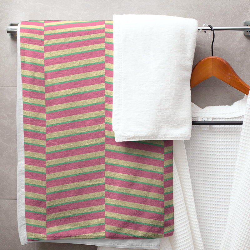 Jaya Bath Towel, Cream/Pink/Green