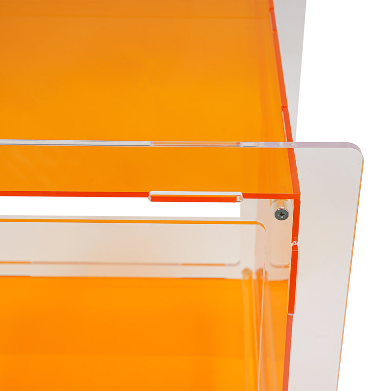 2 Tiers Acrylic Bedside Table With Open Storage Shelf, Orange