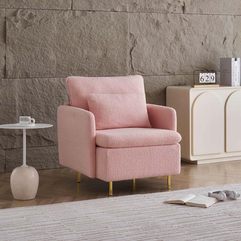 Chaise d'appoint Juhee Modern Club Chair, Tissu sherpa rose