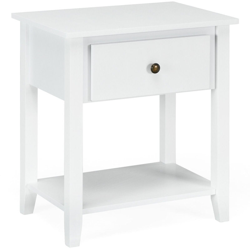 Arife 56cm W Solid + Manufactured Wood Bedside Table, White