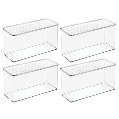 Stackable Hinged-Lid Pantry or Kitchen Storage Box - Lidded Storage Box for Organizing Cabinets and Under Sinks
