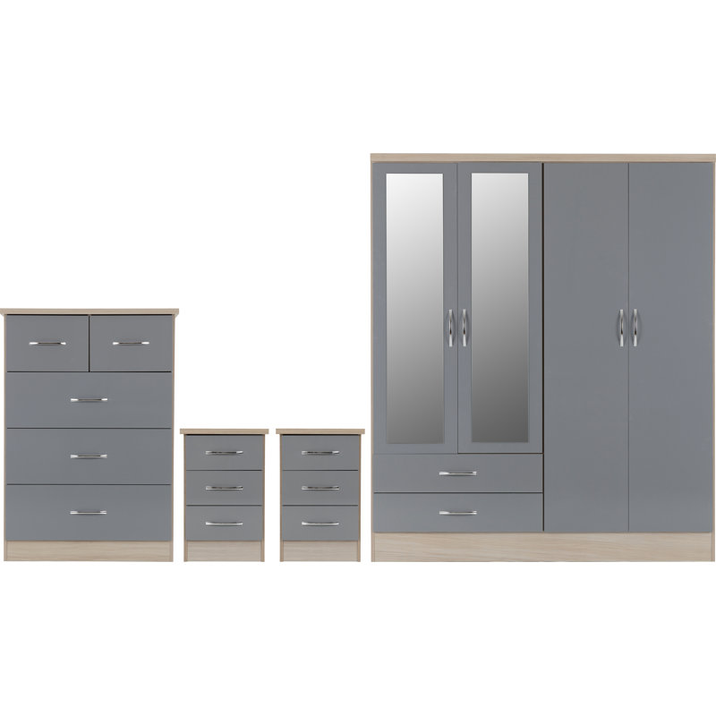 Cascio 4 Piece Bedroom Set, Grey