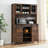 Oak Bar Cabinet,Farmhouse Coffee Bar Cabinet with Sliding Barn Doors-1722608679
