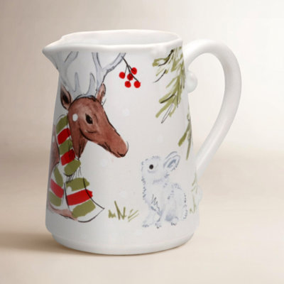 Deer Friends 63oz. Stoneware Pitcher